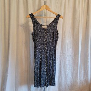 Vintage Women's Navy Blue Floral Ditsy Cotton Summer Dress Lisa Jo Size 11/12